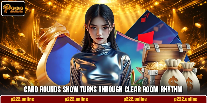 Card rounds show turns through clear room rhythm