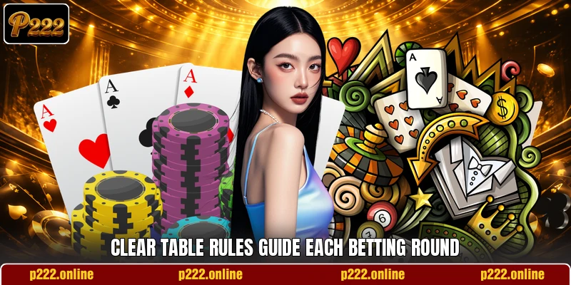 Clear table rules guide each betting round