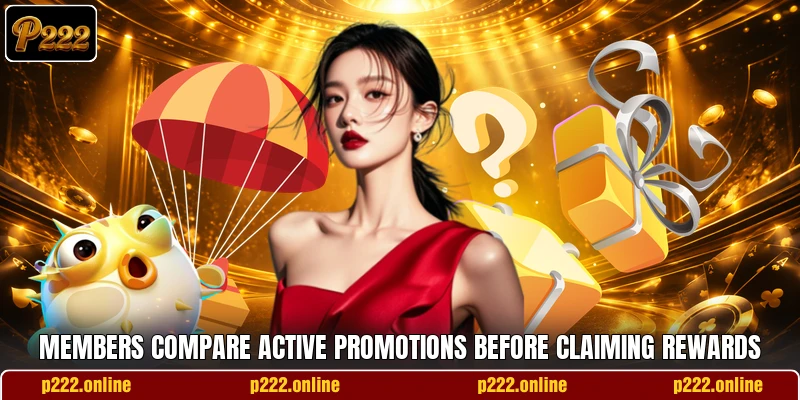 Members compare active promotions before claiming rewards Members compare active promotions before claiming rewards