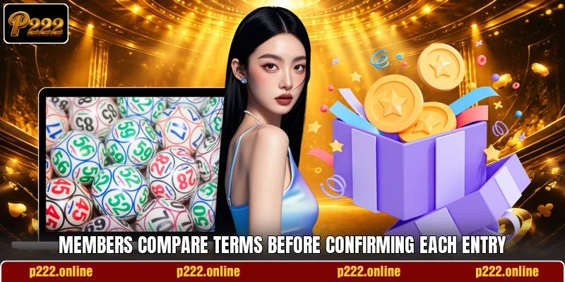 Members compare terms before confirming each entry