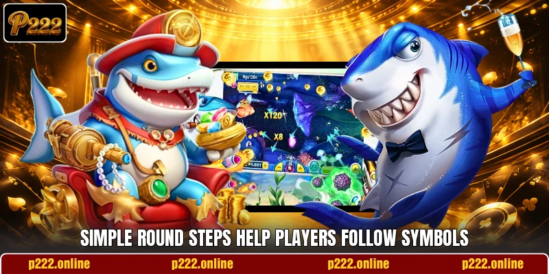 Simple round steps help players follow symbols